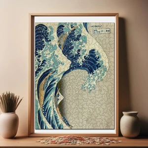Kanagawa'nın Büyük Dalgası Ahşap Puzzle Yetişkin Benzersiz Parçalı Yapboz Puzzle R1-08