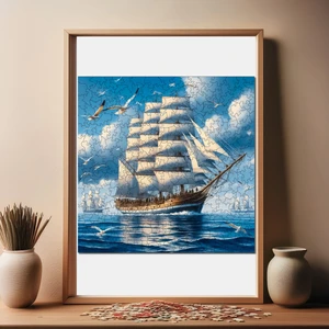 Ahşap Puzzle – Yelkenli Efsanesi, 353 Parça, 29x29 cm – Benzersiz Şekilli ve Özel Figürlü, Yapıştırıcı Folyo Dahil, Dekoratif Yetişkin Yapboz - |S1-08|