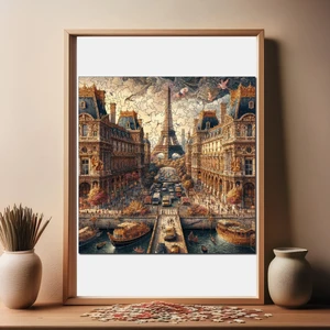 Ahşap Puzzle – Masalsı Şehir Paris, 353 Parça, 29x29 cm – Benzersiz Şekilli ve Özel Figürlü, Yapıştırıcı Folyo Dahil, Dekoratif Yetişkin Yapboz - |S1-16|