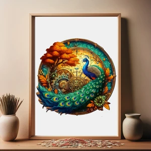 Tavus Kuşu Ahşap Puzzle Yetişkin Benzersiz Parçalı Yapboz Puzzle Yapıştırıcılı Wz-08