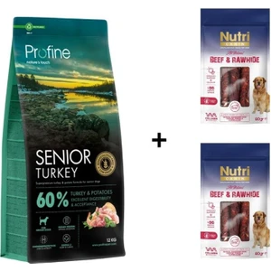 Senior Glutensiz Hindili Yaşlı Köpek Maması 12 kg + 2 Adet Nutri Canin Rawhide Dana Eti Sarılı Kemik Köpek Ödülü 80 gr