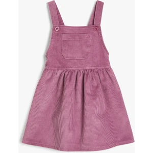 Salopet Elbise Fitilli Kadife Cep Detaylı Pamuklu