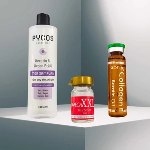 Mor Şampuan Destekli Saç Bakım Seti Keratin Argan Etkili Mor Şampuan , Xxxl, Collegen Keratin Serum