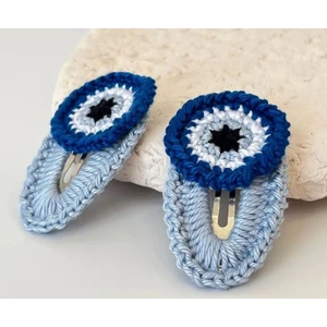 İnci Mode Nazar Boncuklu Çıtçıt Toka Tasarım Mavi Mavi Tek Ebat