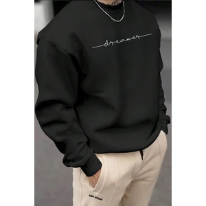 Dezza Ön Baskılı Pamuklu Bisiklet Yaka Erkek Sweatshirt