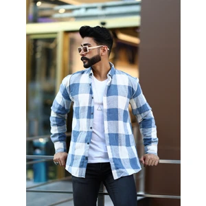 Oduncu Gömlek Mavi Beyaz Düğmeli