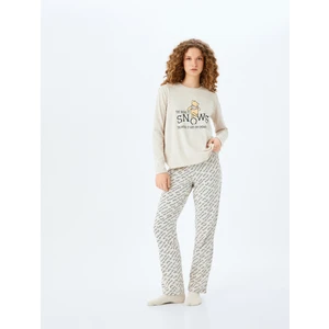Lisanslı Winnie The Pooh Baskılı Uzun Kollu Pijama Takımı