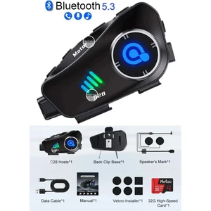 1080P Kamera Kayıt Özellikli Motosiklet Kask Kulaklık Q-28P 32GB Hafıza Kartı Hediyeli Wireless App