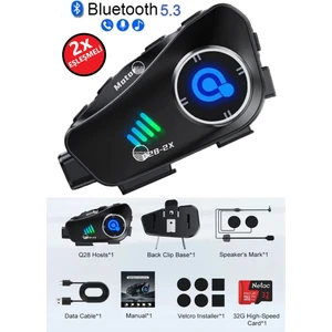 500 mt Intercom 1080P Kamera Kayıt Özellikli Q-28-P 2 Eşleşmeli 32GB Hafıza Kartı Hediyeli Wireless