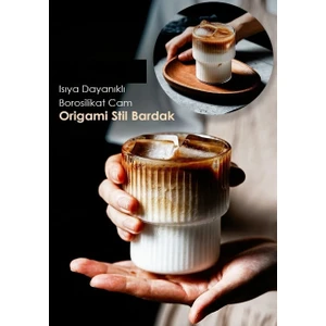 Isıya Dayanıklı Origami Stil Bardak - Kahve ve Sunum Bardağı - Borosilikat Bardak 200 ml