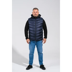 Derin Mavi Çıkarılabilir Kapişonlu Jel Dolgulu Battal Dahil Dahil 9 Beden Puf Yelek