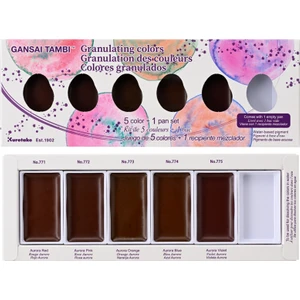Kuretake Gansai Tambi Tablet Sulu Boya Seti Granulating Colors 5 Renk + 1 Boş Tablet