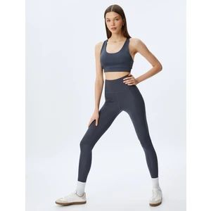 Spor Tayt Yüksek Bel Slim Fit Dikiş Detaylı Interlok