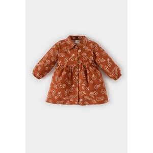 Kız Bebek Çiçekli Uzun Kollu Pazen Elbise D7428A524WN