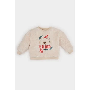 Erkek Bebek Bisiklet Yaka Yılbaşı Temalı Pelüş Sweatshirt