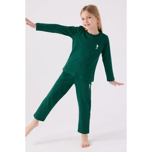 U.S. Polo Assn. Kız Çocuk Koyu Yeşil Pijama Takımı