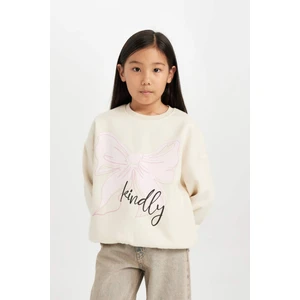 Kız Çocuk Relax Fit Bisiklet Yaka Baskılı Sweatshirt D4380A824WN