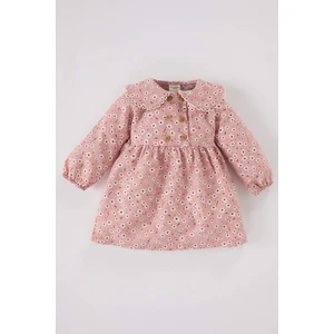 Kız Bebek Çiçekli Uzun Kollu Pazen Elbise D7425A524WN