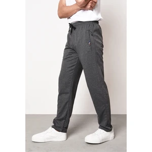 Antrasit Erkek Fermuar Cep Nakış Detaylı Düz Paça Rahat Kesim Eşofman Altı CMREO06