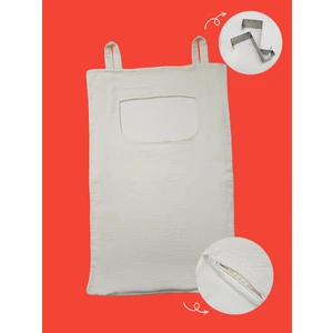 Kapı Arkası Naturel Keten Kirli Çamaşır Sepeti / Organizer / Oyuncak Sepeti + 2 Ad Metal Askı