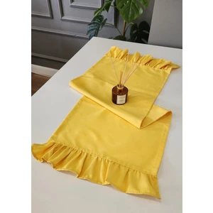 Venüs Keten 2-Kenar Fırfırlı Vintage Runner Örtü Sarı 40x110