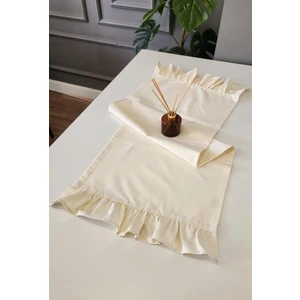 Venüs Keten 2-Kenar Fırfırlı Vintage Runner Örtü Krem 40x110