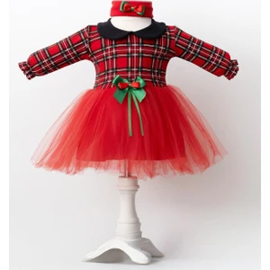 Kız Bebek Yılbaşı Elbise Tül Etekli Saç Bandı