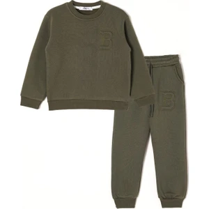 B Baskılı Haki Renk Erkek Çocuk Eşofman Takım