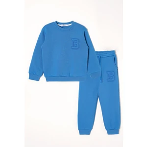 B Baskılı Saks Renk Erkek Çocuk Eşofman Takım