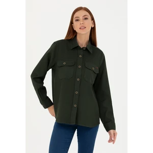 U.S. Polo Assn. Kadın Haki Gömlek Desenli 50271466-VR027