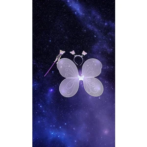 Kelebek Taç Asa Set Mor