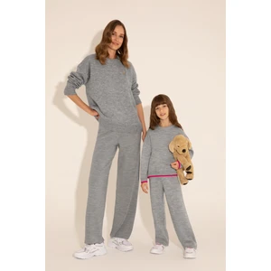 U.S. Polo Assn. Kadın Gri Melanj Loose Fit Triko Pantolon 50277305-VR086