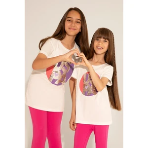 U.S. Polo Assn. Kız Çocuk Ekru Tişört 50288455-VR019