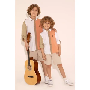 U.S. Polo Assn. Erkek Çocuk Somon Gömlek Desenli 50283887-VR047