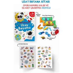 Uzay Boyama Kitabı - Oyun Hamuru, Oyuncak ve Çıkartma Hediyeli +3 Yaş