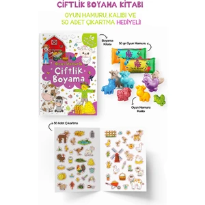 Çiftlik Boyama Kitabı - Oyun Hamuru, Oyuncak ve Çıkartma Hediyeli +3 Yaş