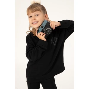 U.S. Polo Assn. Kız Çocuk Siyah Sweatshirt 50296391-VR046
