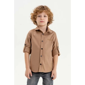 Gold Class Kidswear Katlanabilir Uzun Kol Basic Erkek Çocuk Gömlek