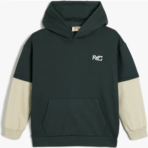 Kapşonlu Sweatshirt Baskı Detaylı Uzun Kollu Pamuklu