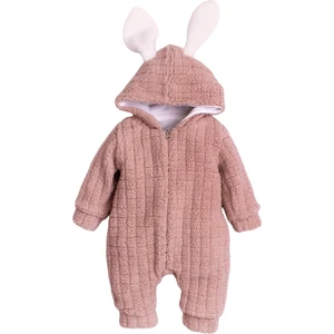 Chicsy Baby Kışlık Tatlı Peluş Pamuklu Tavşan Kulaklı Kapüşonlu Bebek Çocuk Welsoft Tulum