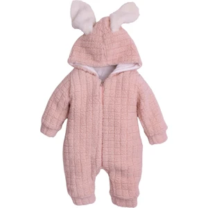 Chicsy Baby Kışlık Tatlı Peluş Pamuklu Tavşan Kulaklı Kapüşonlu Bebek Çocuk Welsoft Tulum