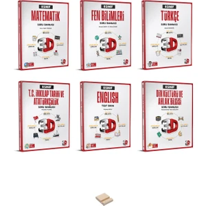 3D Yayınları 8. Sınıf LGS Matematik - Fen Bilimleri - Türkçe - İnkilap - İngilizce - Din Kültürü 6'lı Soru Bankası Seti + Telefon Tutucu