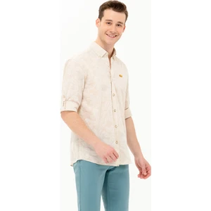 U.S. Polo Assn. Erkek Ekru Gömlek Desenli 50263598-VR019