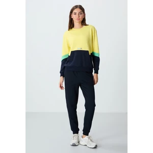 Tommy Life Lacivert Kompakt Pamuklu Kalın Pürüzsüz Dokulu Standart Fit Kadın Eşofman Altı - 94660