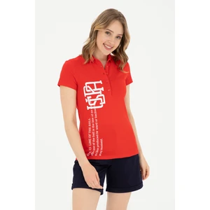 U.S. Polo Assn. Kadın Kırmızı Polo Yaka Tişört 50282889-VR030