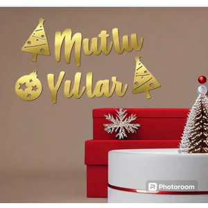 Deniz Party Store Yılbaşı Mutlu Yıllar Kaligrafi Yazı Gold