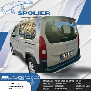 Car Dizayn Peugeot Rifter Siyah Boyalı Spoiler 2015-2016-2017-2018-2019-2020-2021-2022-2023-2024 Model