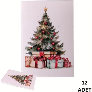 Roco Paper Co. Yılbaşı Çam Temalı Tebrik Kartı, Yeniyıl Hediye, Doğum Günü Not Kartları, 12 Adet, 5,5 x 8  cm