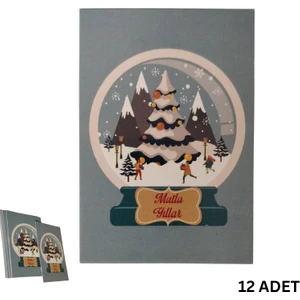 Roco Paper Co. Yılbaşı Kar Temalı Tebrik Kartı Seti, Yeniyıl Hediye, Doğum Günü Not Kartları, 12 Adet, 5,5 x 8  cm