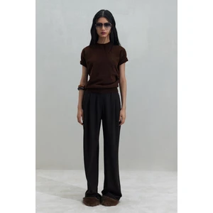 Suud Collection Acı Kahve Janet Bol Paça Pantolon